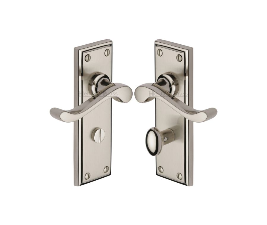 Heritage Brass Mercury Split Finish Edwardian Door Handle on Plate - Bathroom Set