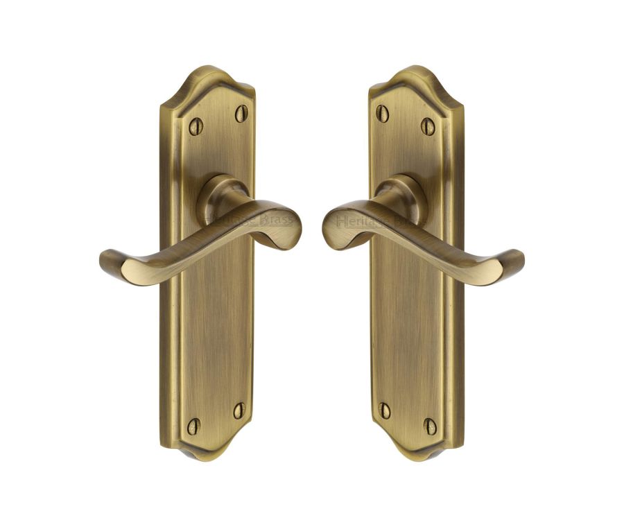 Heritage Brass Antique Brass Buckingham Door Handle on Plate - Lever Latch