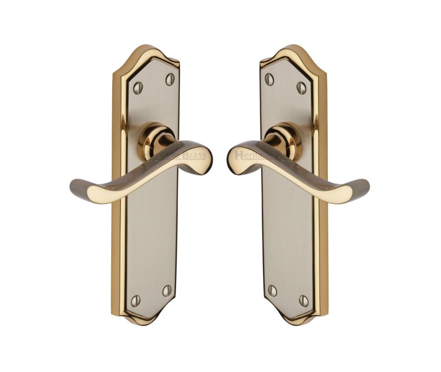 Heritage Brass Jupiter Split Finish Buckingham Door Handle on Plate - Lever Latch