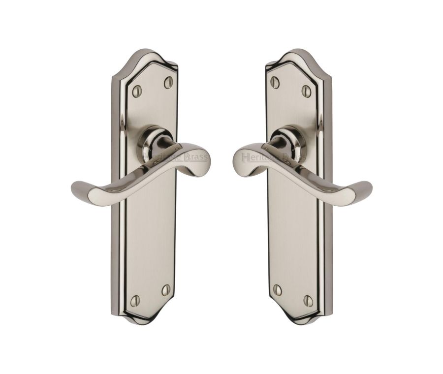 Heritage Brass Mercury Split Finish Buckingham Door Handle on Plate - Lever Latch