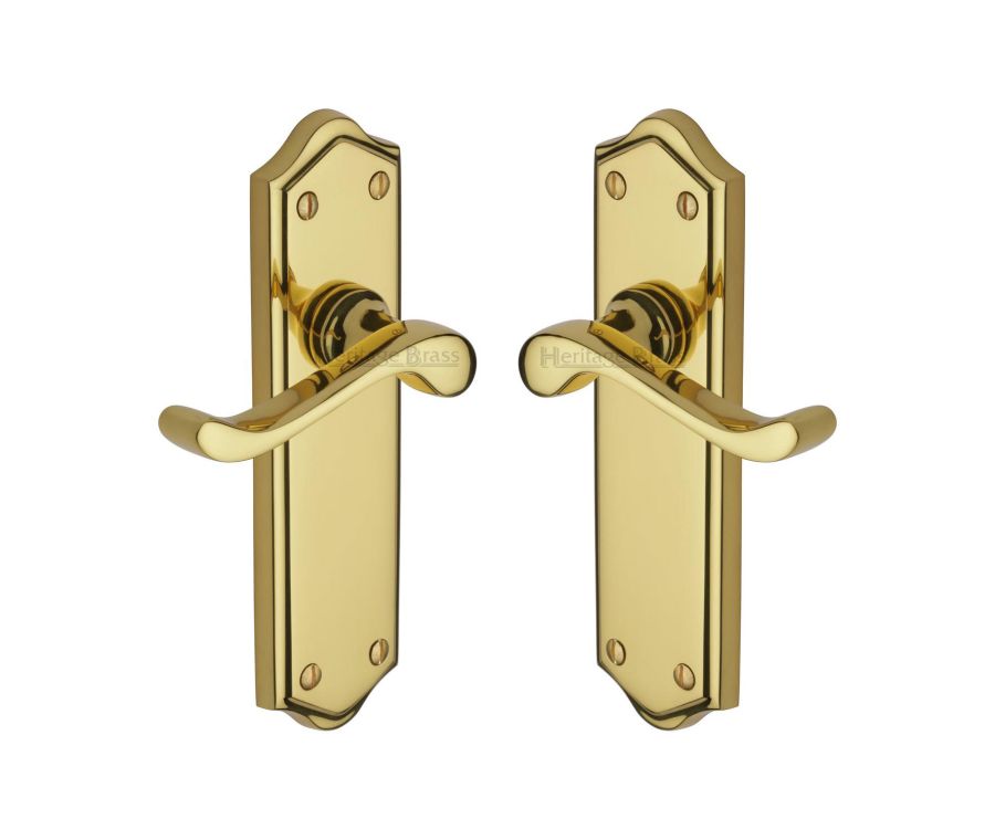 Heritage Brass Polished Brass Buckingham Door Handle on Plate - Lever Latch