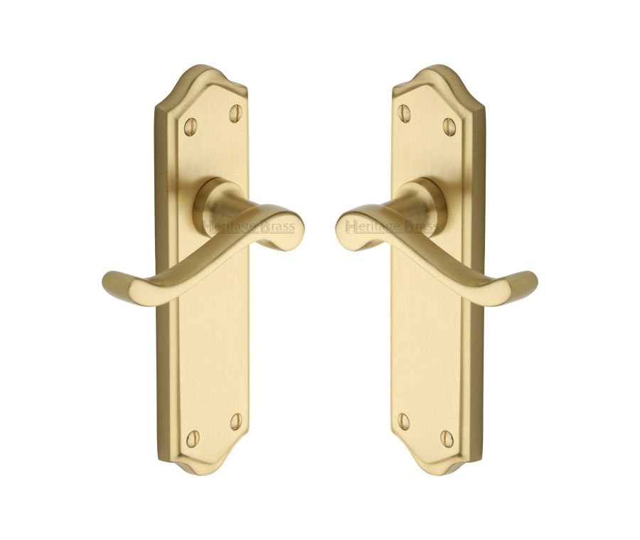Heritage Brass Satin Brass Buckingham Door Handle on Plate - Lever Latch