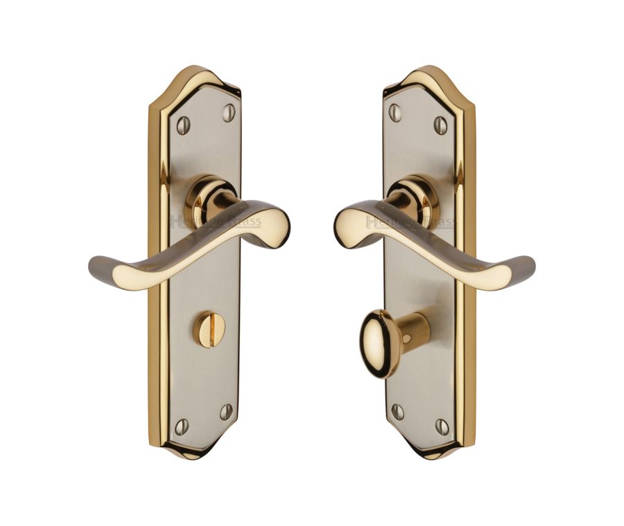 Heritage Brass Jupiter Split Finish Buckingham Door Handle on Plate - Bathroom Set