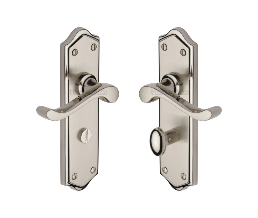 Heritage Brass Mercury Split Finish Buckingham Door Handle on Plate - Bathroom Set