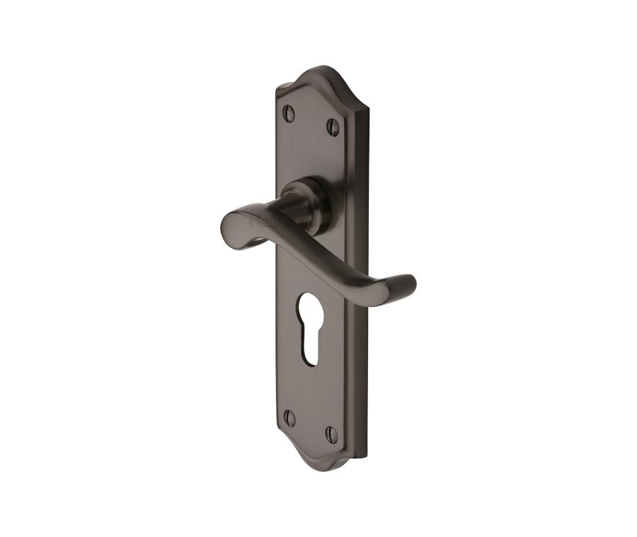 Heritage Brass Matt Bronze Buckingham Door Handle on Plate - Euro Profile
