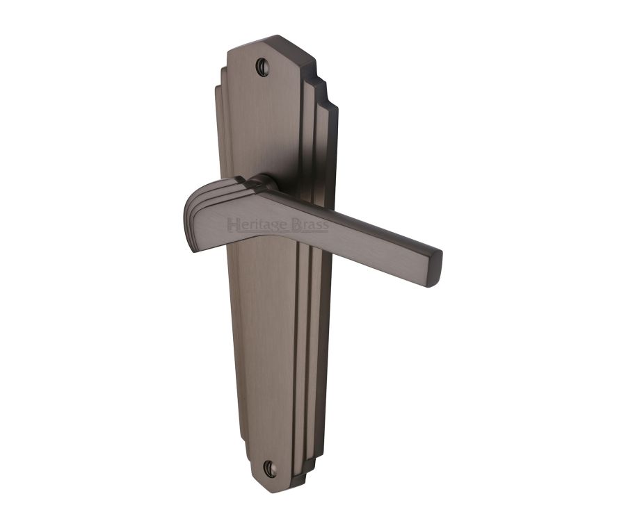 Heritage Brass Matt Bronze Waldorf Door Handle on Plate - Lever Latch