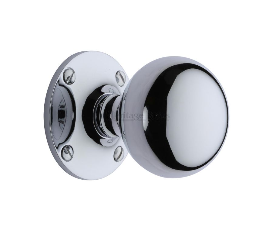 Heritage Brass Polished Chrome Westminster Door Knob on Rose -