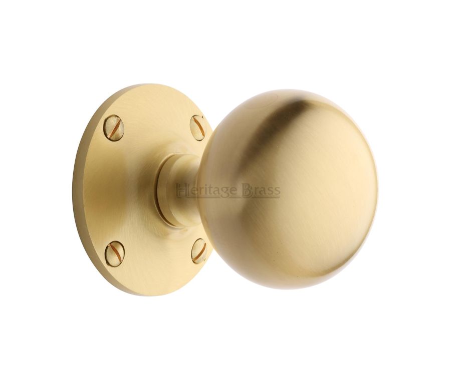 Heritage Brass Satin Brass Westminster Door Knob on Rose -