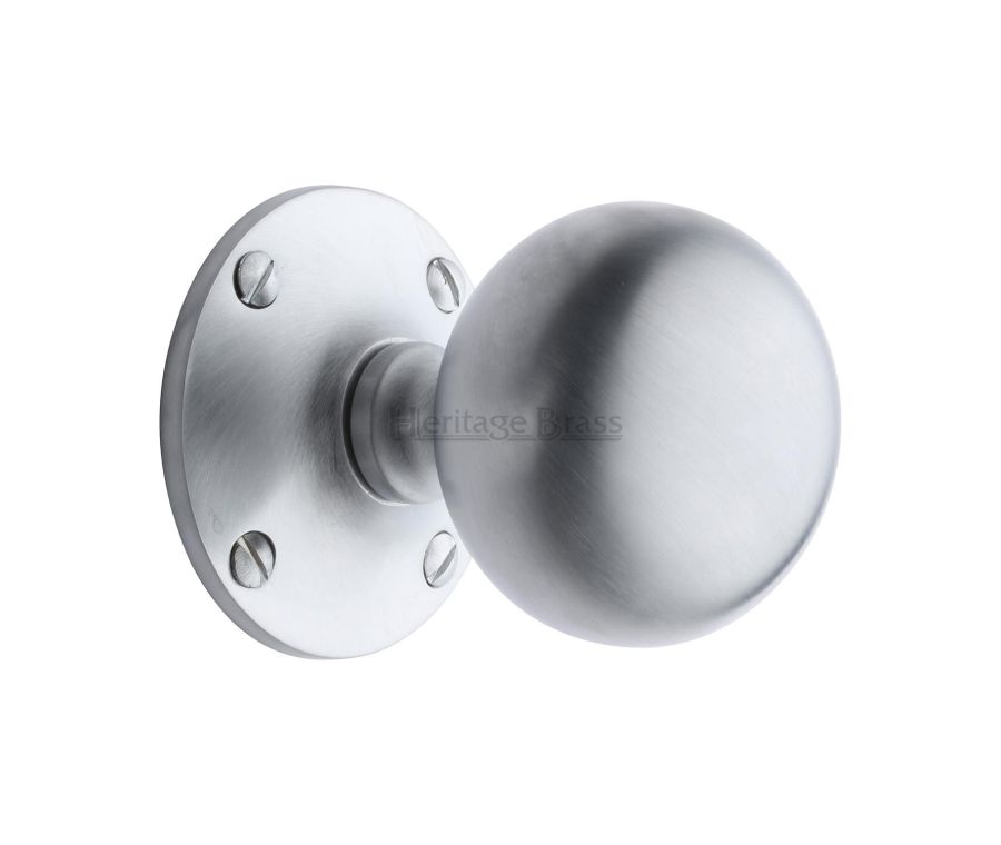 Heritage Brass Satin Chrome Westminster Door Knob on Rose -