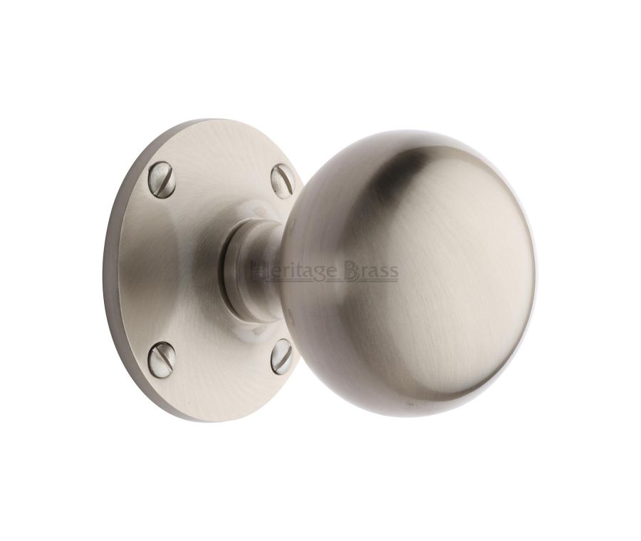 Heritage Brass Satin Nickel Westminster Door Knob on Rose -