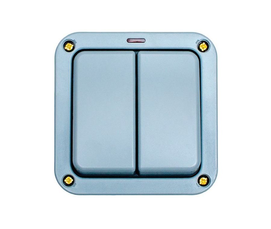 Eurolite Euroseal IP66 Weatherproof  20A 2 Gang 2 Way Switch With Neon  | WP3022