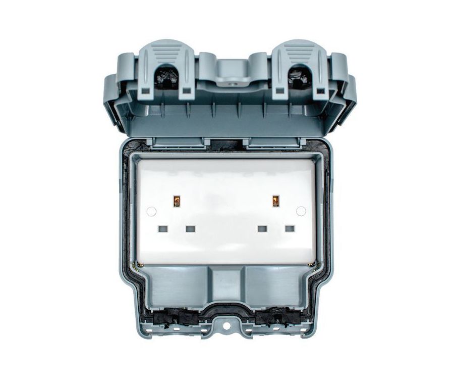 Eurolite Euroseal IP66 13A 2 Gang Lockable Weatherproof Outdoor Unswitched Socket Double Pole  | WP4040