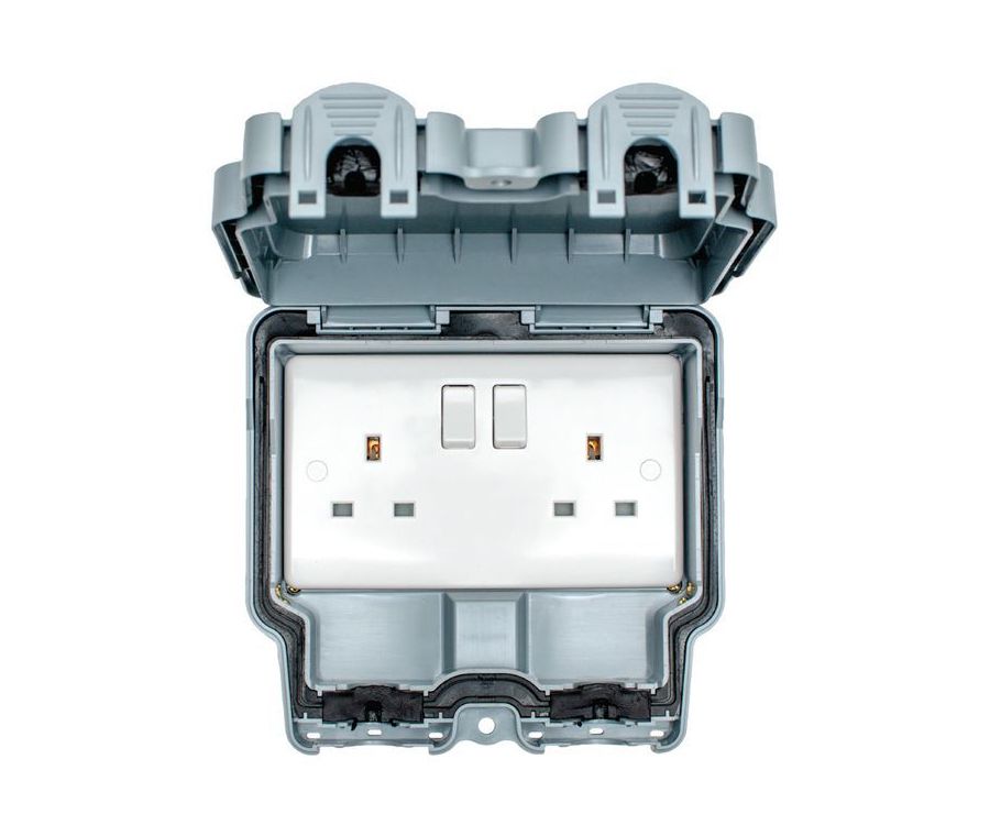 Eurolite Euroseal IP66 13A 2 Gang Lockable Weatherproof Outdoor Switched Socket Double Pole  | WP4100