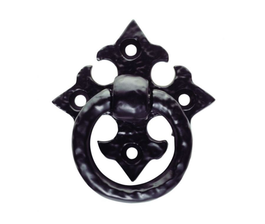 Black Antique Ring Pull on Gothic Cross Backplate