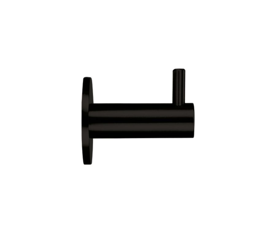 Matt Black Single Robe Hook on rose | ZAS75PCB