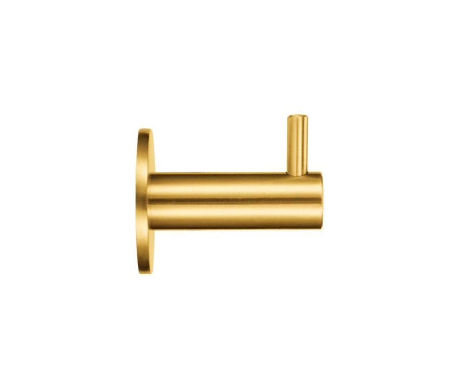 PVD Satin Brass Single Robe Hook on rose | ZAS75PVDSB