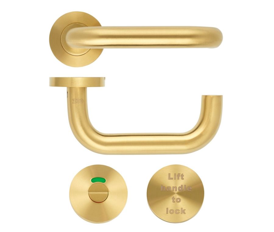 PVD Satin Brass Lift to Lock Return to Door Lever Set | ZCS030LLPVDSB