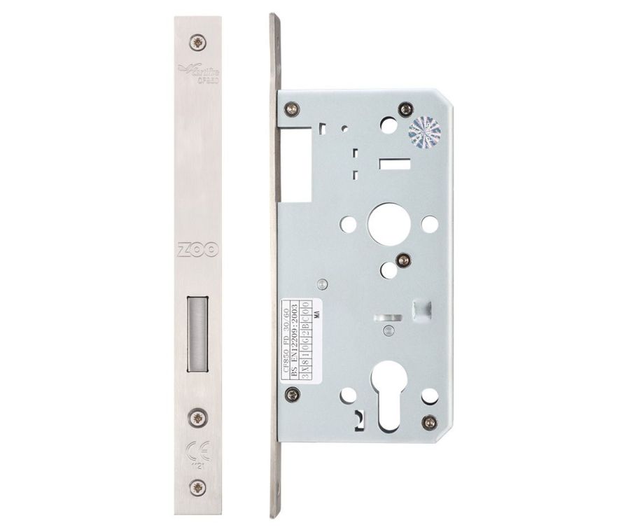 Satin Stainless Steel DIN standard 55mm backset Euro Deadlock Case | ZDL0055SS