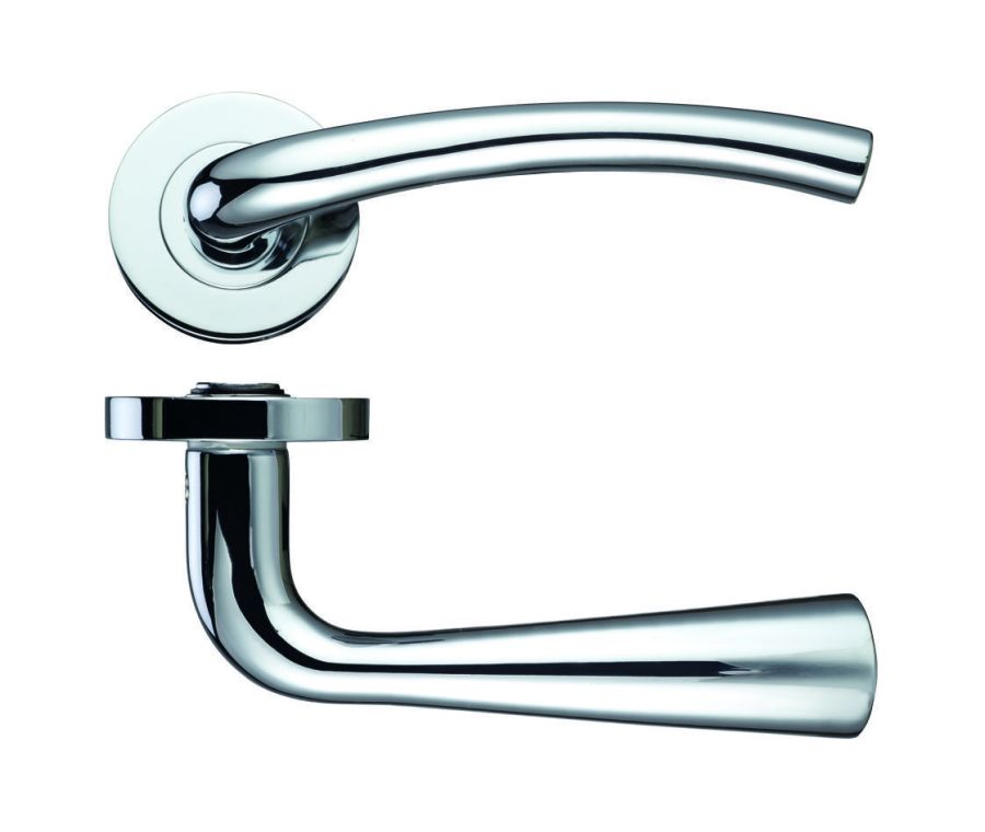 Set Polished Chrome Assisi Designer Lever on round rose