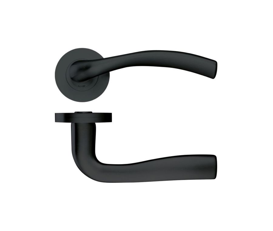 Set Oscuro Matt Black Siena Designer Lever on round rose | ZPZ050OMB