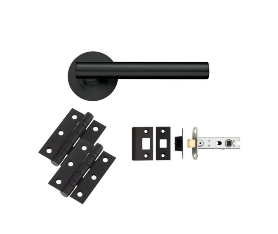 Matt Black Lucca Lever Handle Door Kit - Latch