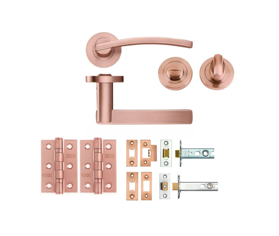 BATHROOM PACK - Tuscan Rose Gold Adria Lever Door Handle Set