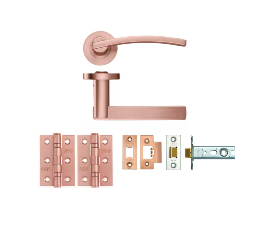 LATCH PACK - Tuscan Rose Gold Adria Lever Door Handle Set
