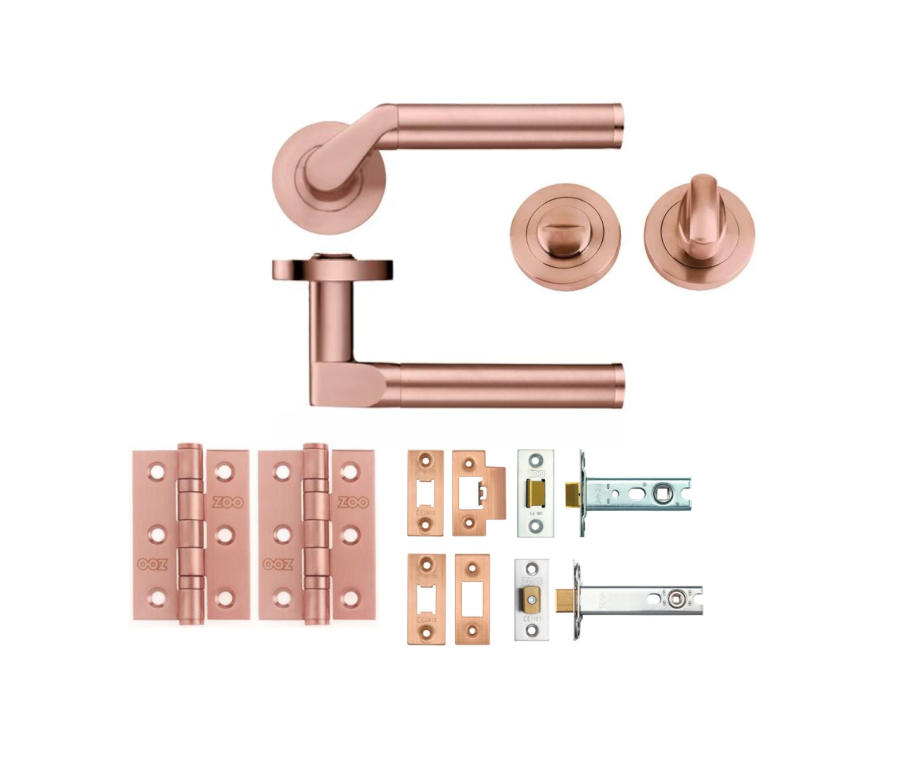 BATHROOM PACK - Tuscan Rose Gold Venus Lever Door Handle Set