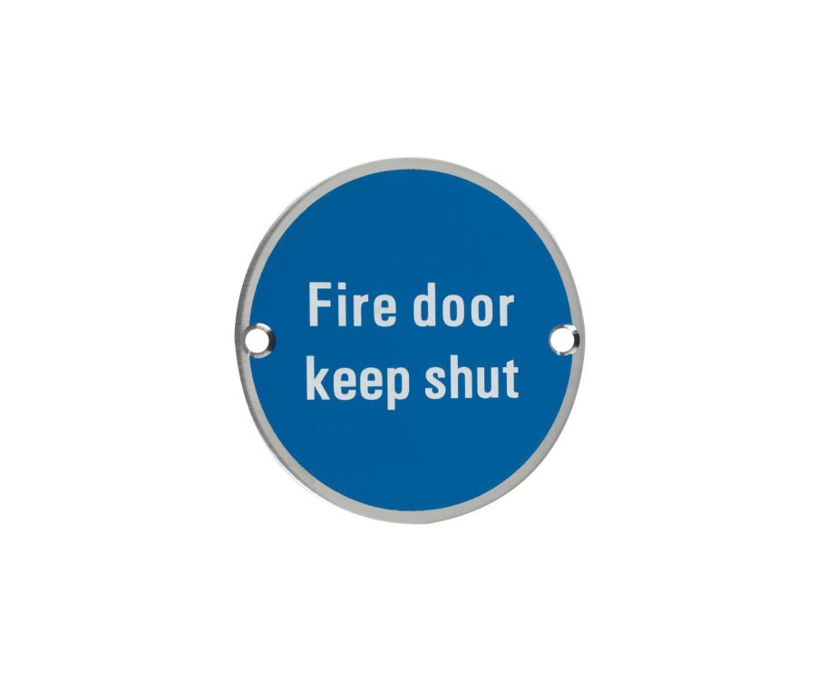 76mm Satin Stainless Steel Fire Door Keep Shut Sign - ZSS09-SS
