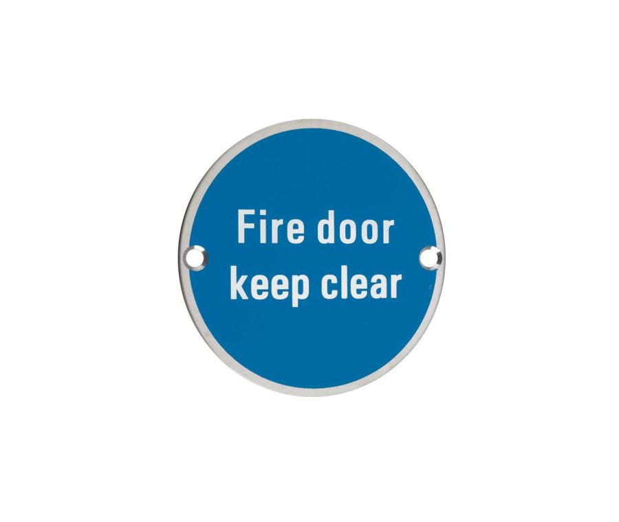76mm Polished Stainless Steel Fire Door Keep Clear Sign - ZSS11-PS