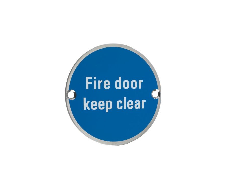 76mm Satin Stainless Steel Fire Door Keep Clear Sign - ZSS11-SS