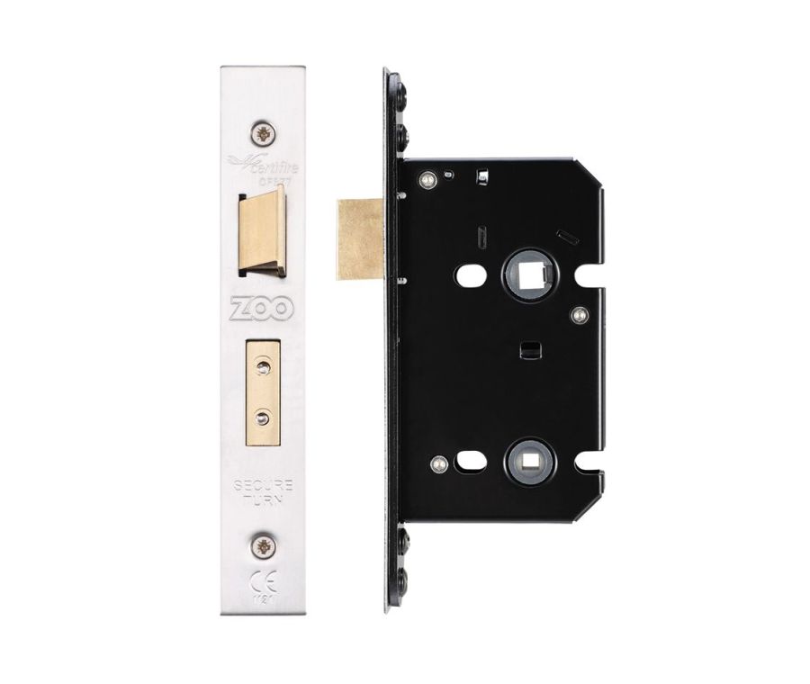 64mm Satin Stainless Steel UK Mortice Bathroom Lock | ZUKB64SS