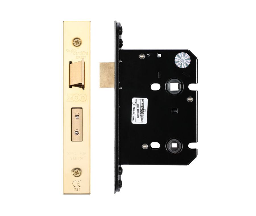 76mm PVD Brass UK Mortice Bathroom Lock | ZUKB76PVD