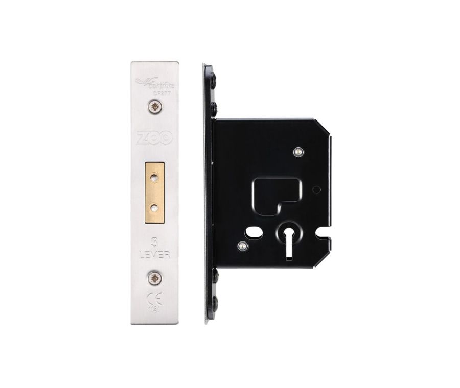 64mm Satin Stainless Steel UK 3 Lever Mortice Deadlock | ZUKD364SS