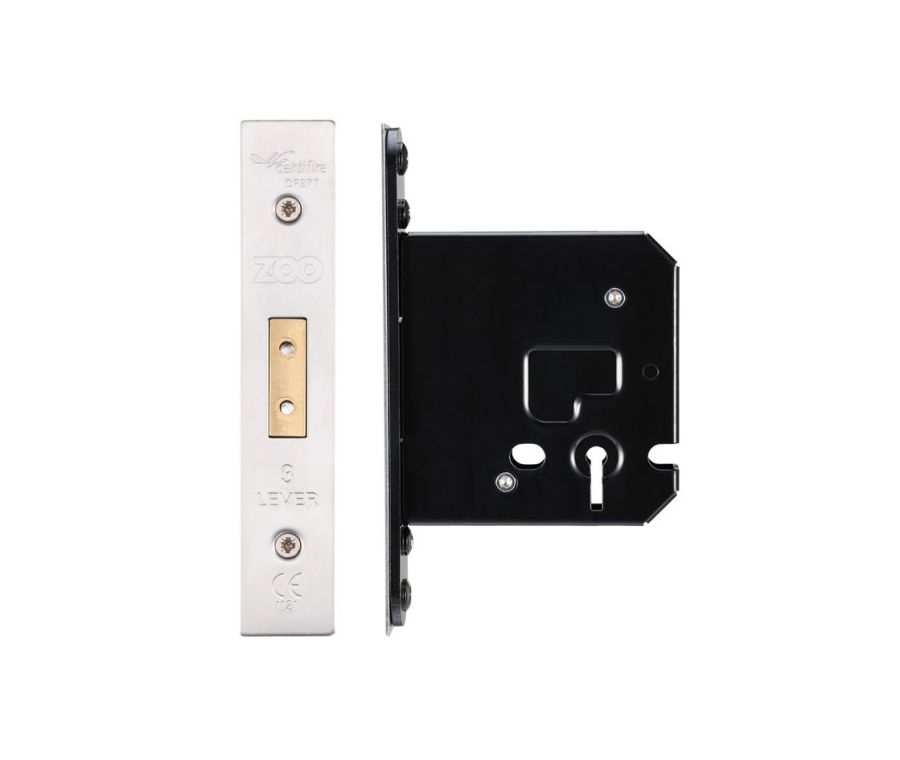 76mm Satin Stainless Steel UK 3 Lever Mortice Deadlock | ZUKD376SS