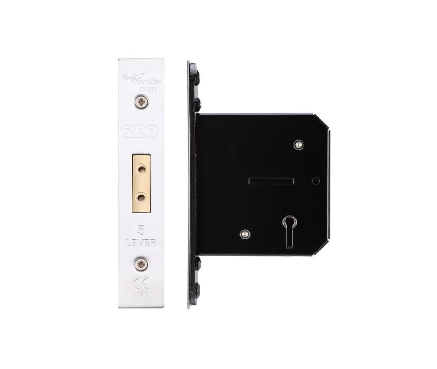 76mm Satin Stainless Steel UK 5 Lever Mortice Deadlock | ZUKD576SS