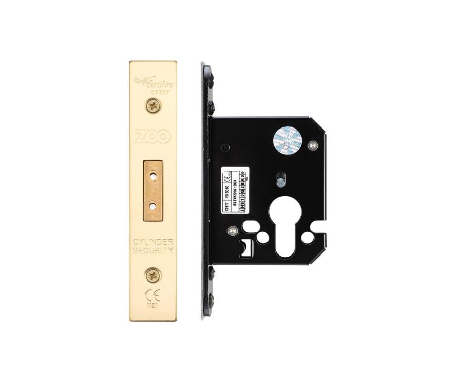 64mm PVD Brass UK Euro Cylinder Mortice Deadlock | ZUKD64EPPVD