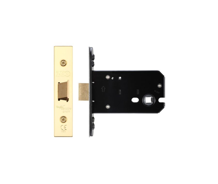 102mm PVD Brass UK Mortice Flat Latch | ZUKF102PVD
