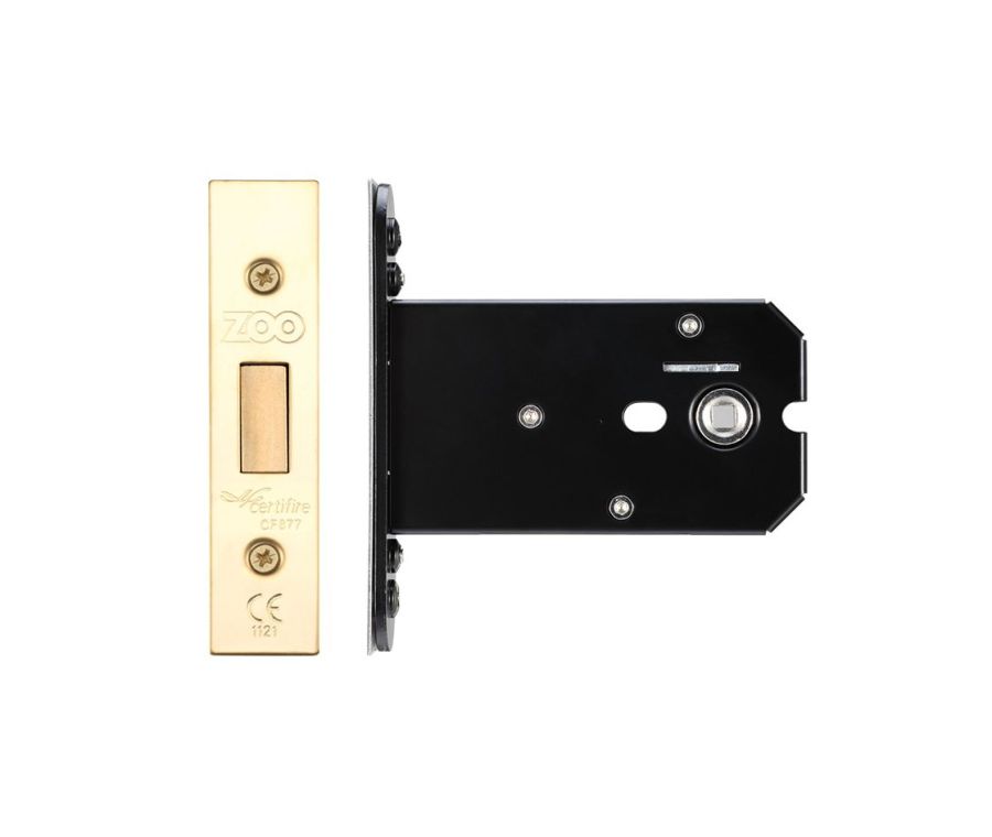 102mm PVD Brass UK Flat Turn Operated Mortice Deadlock and Keep | ZUKFD102PVD