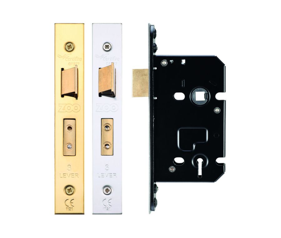 64mm PVD Brass UK 3 Lever Mortice Sashlock | ZUKS364PVD