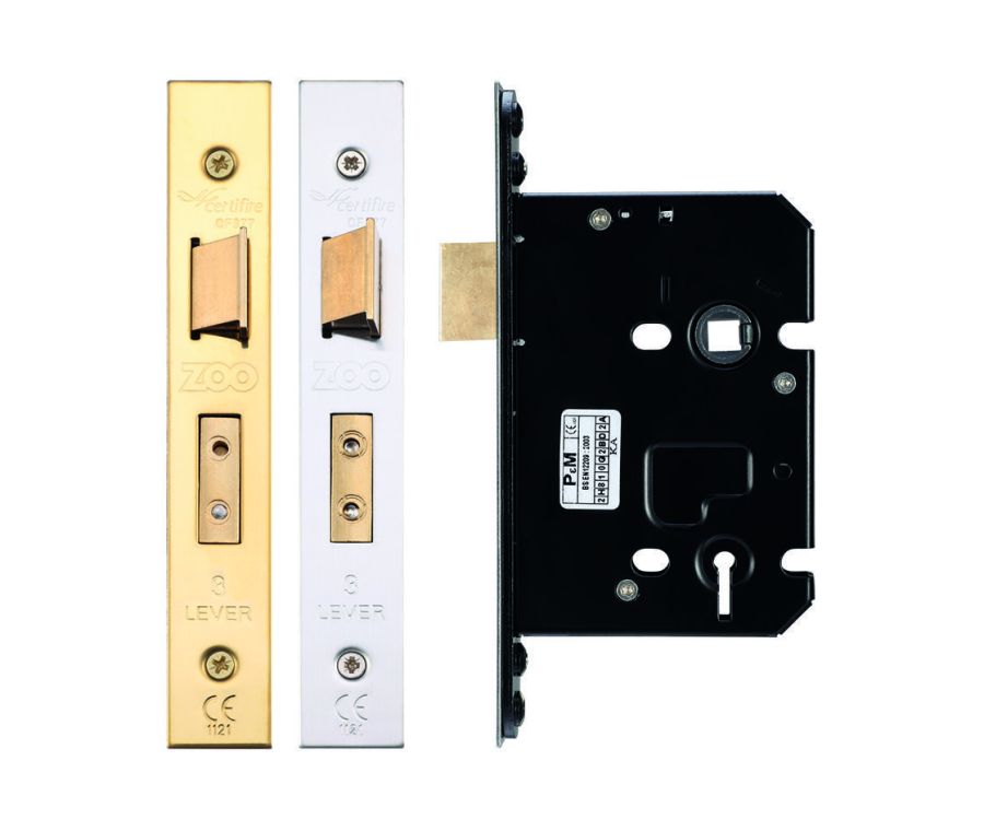 76mm PVD Brass UK 3 lever Mortice Sashlocks | ZUKS376PVD