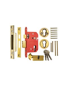 76mm Polished Brass BS8621 Euro Sashlock with cylinder & turn | 334 PB