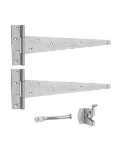 Heavy Duty Gate Hinge Kit with Gate Catch - Galvanised