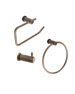 Alexander & Wilks Antique Brass Brunel Diamond Knurled Toilet Accessories Kit | AW45PKAB