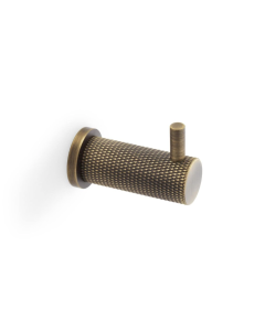 Alexander & Wilks Antique Brass Brunel Knurled Coat Hook | AW775AB