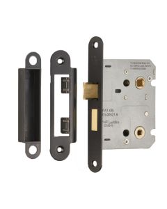 76mm Matt Black Radius Easi T Bathroom Lock | BAE5030MB/R