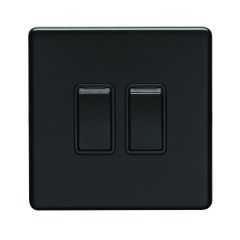 Eurolite Matt Black 10 Amp 2 Way 2 Gang Rocker Switch  | ECMB2SWB