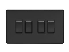 Eurolite Matt Black 10 Amp 2 Way 4 Gang Rocker Switch  | ECMB4SWB
