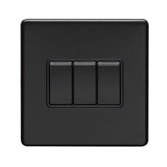 Eurolite Matt Black 10 Amp 2 Way 3 Gang Rocker Switch  | ECMB3SWB