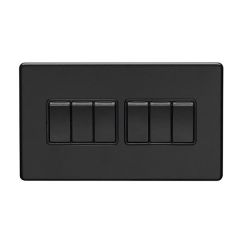 Eurolite Matt Black 10 Amp 2 Way 6 Gang Rocker Switch  | ECMB6SWB